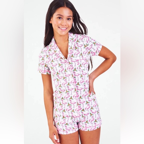 New With Tags Roller Rabbit Freddy Flamingo Polo Pajamas Sz M